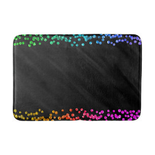 Zwarte Regenboog Confetti Stippen Badmat
