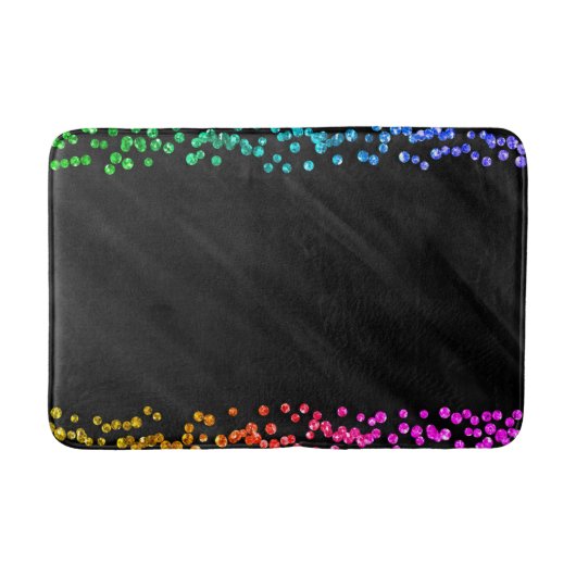 Zwarte Regenboog Confetti Stippen Badmat (Voorkant)
