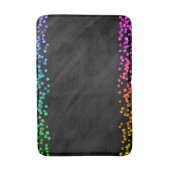 Zwarte Regenboog Confetti Stippen Badmat (Voorkant Verticaal)