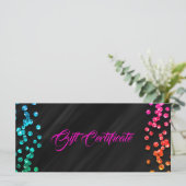 Zwarte Regenboog Confetti Stippen Cadeaubon (Staand voorkant)