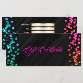 Zwarte Regenboog Confetti Stippen Cadeaubon (Voorkant / Achterkant)