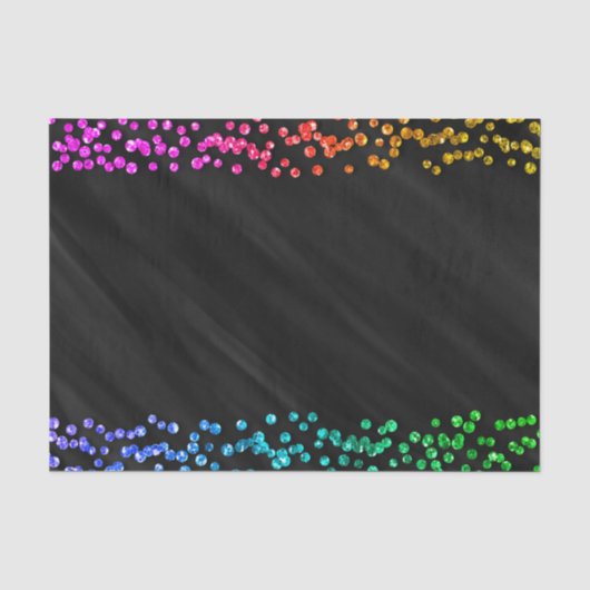 Zwarte Regenboog Confetti Stippen Feest Tissuepapier (Voorkant)