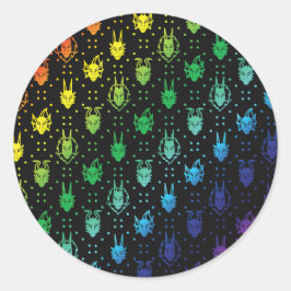 Zwarte Regenboog Fantasie Draak Stippenpatroon Ronde Sticker