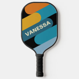 Zwarte Regenboog Fusie met Naam Pickleball Paddle