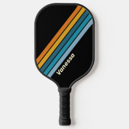 Zwarte Regenboog Gestreept met Naam Pickleball Paddle