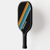 Zwarte Regenboog Gestreept met Naam Pickleball Paddle (Links)