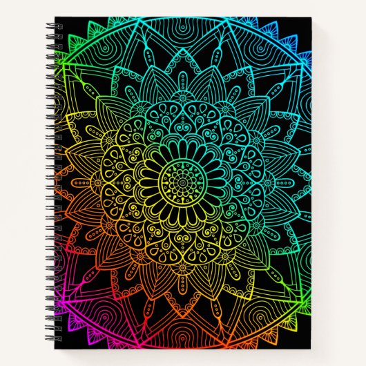 Zwarte Regenboog Mandala Notitieboek (Voorkant)