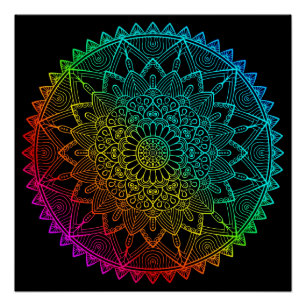 Zwarte Regenboog Mandala Perfect Poster