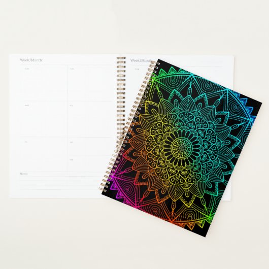 Zwarte Regenboog Mandala Planner (Display)
