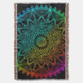 Zwarte Regenboog Mandala Poster Deken (Voorkant Verticaal)