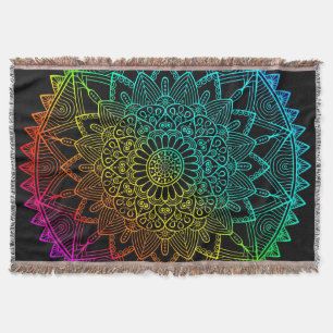 Zwarte Regenboog Mandala Poster Deken