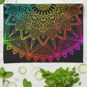 Zwarte Regenboog Mandala Theedoek (Gevouwen)