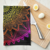 Zwarte Regenboog Mandala Theedoek (Quarter Fold)