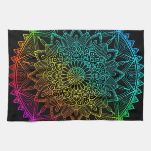 Zwarte Regenboog Mandala Theedoek
