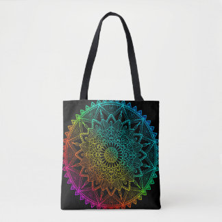 Zwarte Regenboog Mandala Tote Bag