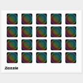 Zwarte Regenboog Mandala Vierkante Sticker (Vel)