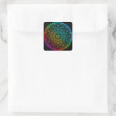 Zwarte Regenboog Mandala Vierkante Sticker (Tas)