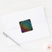 Zwarte Regenboog Mandala Vierkante Sticker (Envelop)