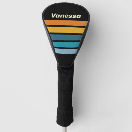 Zwarte Regenboog over Strepen met Naam Golfheadcover