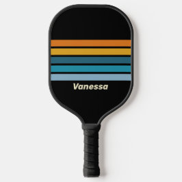 Zwarte Regenboog Over Strepen met Naam Pickleball Paddle