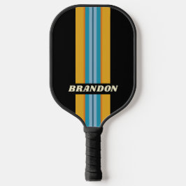 Zwarte Regenboog Rally Streep met Naam Pickleball Paddle