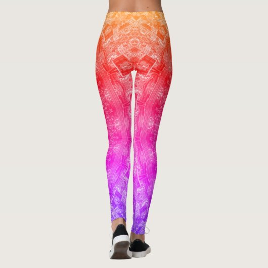 Zwarte regenboog Roos Mandala Leggings (Achterkant)