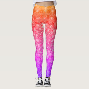 Zwarte regenboog Roos Mandala Leggings