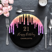 Zwarte regenboog, roze glans van de Birthday party Papieren Bordje