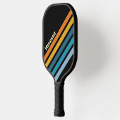 Zwarte Regenboog Schuin Strepen met Naam Pickleball Paddle (Links)