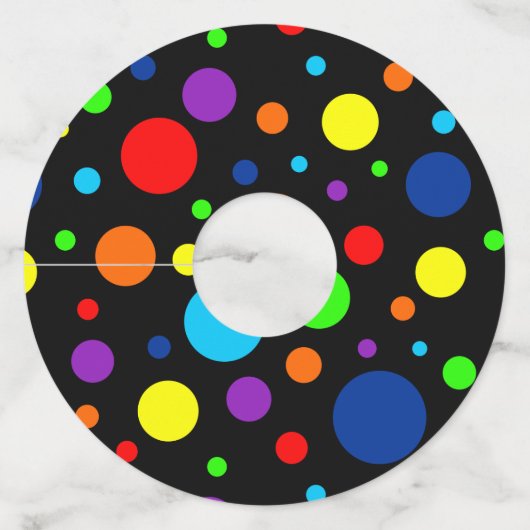 Zwarte Regenboog Vlekken Papier Wijnglas Labels (Voorkant)
