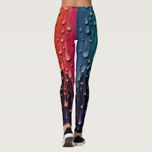 Zwarte regenboog waterdruppels leggings (Achterkant)