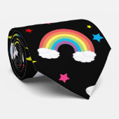 Zwarte regenboogeenhoorn stropdas (Opgerold)