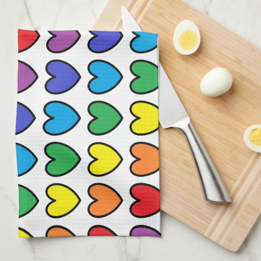 Zwarte regenboogharten theedoek (Quarter Fold)