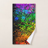 Zwarte regenboogkleur Verf Splatter Kleurig Bad Handdoek (Handdoek)