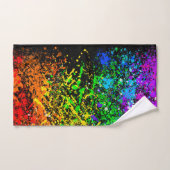 Zwarte regenboogkleur Verf Splatter Kleurig Bad Handdoek (Handdoek)