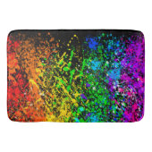 Zwarte regenboogkleur Verf Splatter Kleurig Badmat (Voorkant)