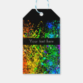 Zwarte regenboogkleur Verf Splatter Kleurig Cadeaulabel (Achterkant)
