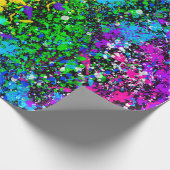 Zwarte regenboogkleur Verf Splatter Kleurig Cadeaupapier (Hoek)