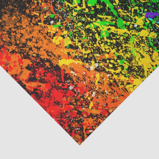Zwarte regenboogkleur Verf Splatter Kleurig Tissuepapier (Detail)