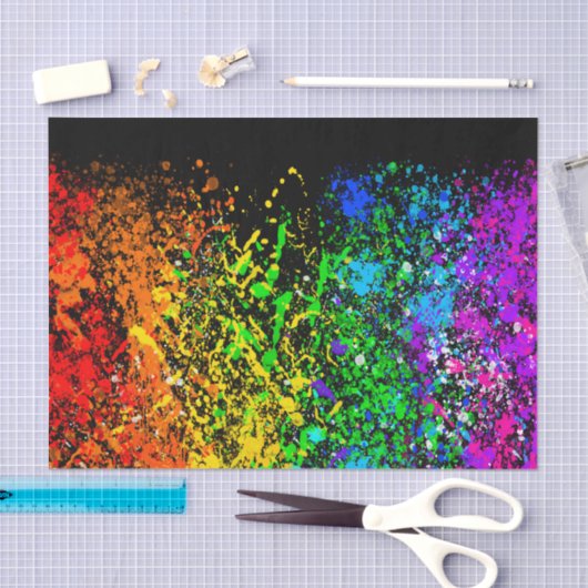Zwarte regenboogkleur Verf Splatter Kleurig Tissuepapier (Craft)