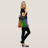 Zwarte regenboogkleur Verf Splatter Kleurig Tote Bag (Op model)