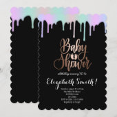 Zwarte, regenboogkleurige sterren Baby shower Kaart (Voorkant / Achterkant)