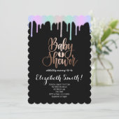 Zwarte, regenboogkleurige sterren Baby shower Kaart (Staand voorkant)