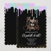 Zwarte, regenboogkleurige sterren Baby shower Kaart (Voorkant / Achterkant)