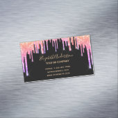 Zwarte regenbooglitter drip, make-up haar magnetisch visitekaartje (Voorbeeld)