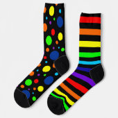 Zwarte regenboogspots/Stripes Crew Socks Sokken (Links)