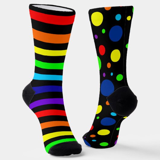 Zwarte regenboogspots/Stripes Crew Socks Sokken (Gebogen)