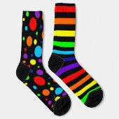 Zwarte regenboogspots/Stripes Crew Socks Sokken (Rechts)