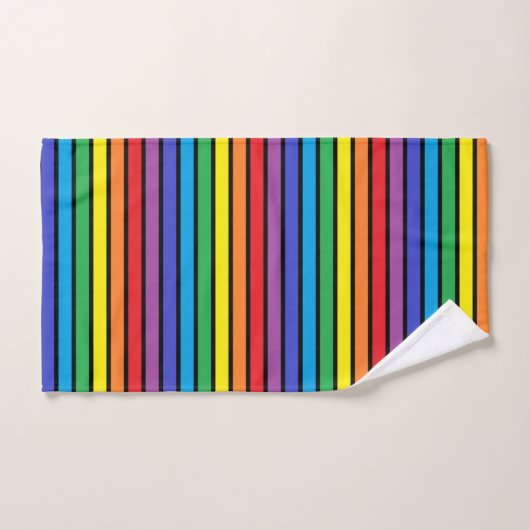 Zwarte regenboogstrips bad handdoek (Handdoek)