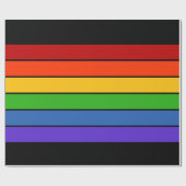 Zwarte regenboogstrips cadeaupapier (Vlak)